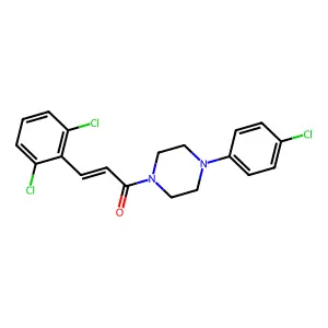 (E)-1-[4-(4-chlorophenyl)piperazin-1-yl]-3-(2,6-dichlorophenyl)prop-2-en-1-one structure