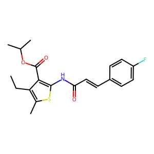 isopropyl 4-ethyl-2-{[3-(4-fluorophenyl)acryloyl]amino}-5-methyl-3-thiophenecarboxylate structure
