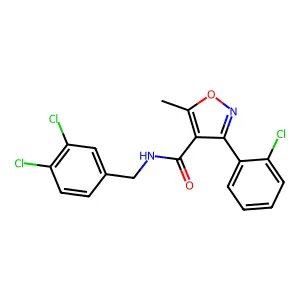 3-(2-chlorophenyl)-N-(3,4-dichlorobenzyl)-5-methyl-4-isoxazolecarboxamide structure