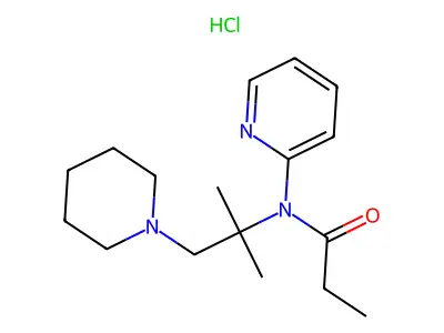 Propanamide, N-(1,1-dimethyl-2-(1-piperidinyl)ethyl)-N-2-pyridinyl-, monohydrochloride structure