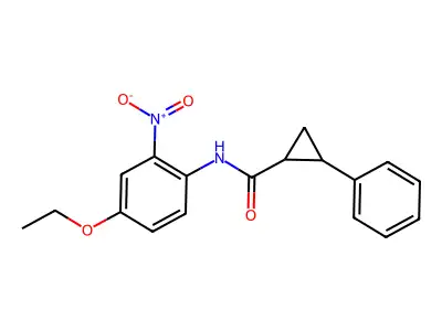 N-(4-ethoxy-2-nitrophenyl)-2-phenylcyclopropane-1-carboxamide structure