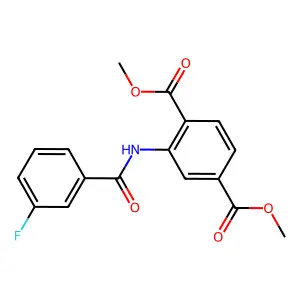 Methyl 3-[(3-fluorophenyl)carbonylamino]-4-(methoxycarbonyl)benzoate structure