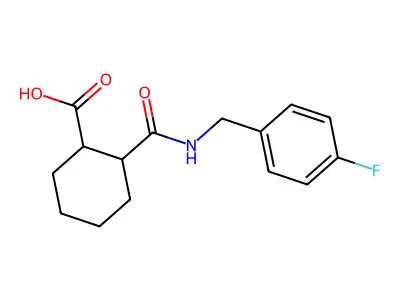 2-{[(4-Fluorobenzyl)amino]carbonyl}cyclohexanecarboxylic acid structure