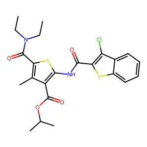 isopropyl 2-{[(3-chloro-1-benzothien-2-yl)carbonyl]amino}-5-[(diethylamino)carbonyl]-4-methyl-3-thiophenecarboxylate structure