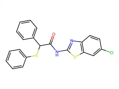 N-(6-chloro-1,3-benzothiazol-2-yl)-2-phenyl-2-phenylsulfanylacetamide structure