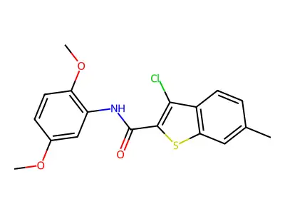 3-chloro-N-(2,5-dimethoxyphenyl)-6-methyl-1-benzothiophene-2-carboxamide structure