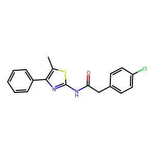 2-(4-chlorophenyl)-N-(5-methyl-4-phenyl-1,3-thiazol-2-yl)acetamide structure