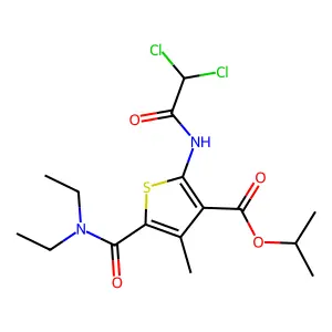 propan-2-yl 2-[(2,2-dichloroacetyl)amino]-5-(diethylcarbamoyl)-4-methylthiophene-3-carboxylate structure