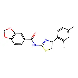 N-[4-(2,4-dimethylphenyl)-1,3-thiazol-2-yl]-1,3-benzodioxole-5-carboxamide structure