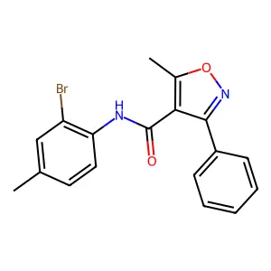 N-(2-bromo-4-methylphenyl)-5-methyl-3-phenyl-1,2-oxazole-4-carboxamide structure