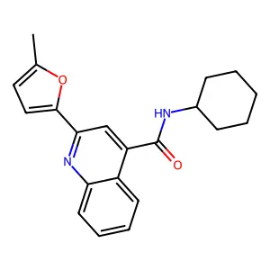 N-cyclohexyl-2-(5-methylfuran-2-yl)quinoline-4-carboxamide structure
