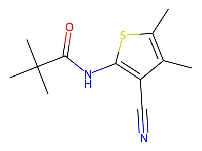 N-(3-cyano-4,5-dimethylthiophen-2-yl)-2,2-dimethylpropanamide structure