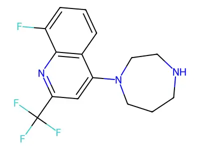 1-[8-Fluoro-2-(trifluoromethyl)quinol-4-yl]homopiperazine structure
