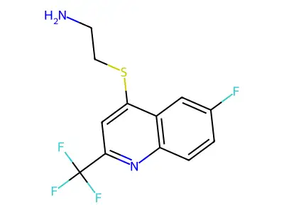 4-(2-Aminoethylthio)-6-fluoro-2-(trifluoromethyl)quinoline structure