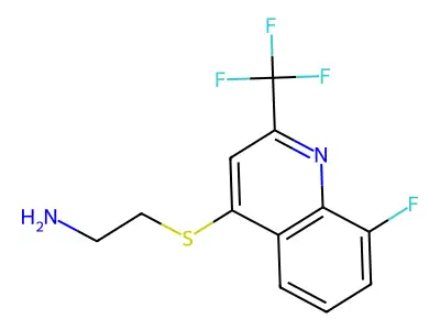 4-(2-Aminoethylthio)-8-fluoro-2-(trifluoromethyl)quinoline structure
