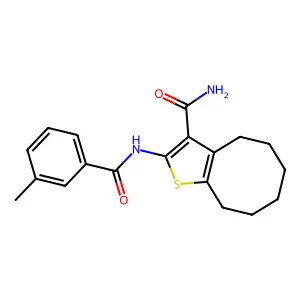 2-[(3-methylbenzoyl)amino]-4,5,6,7,8,9-hexahydrocycloocta[b]thiophene-3-carboxamide structure