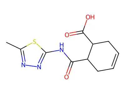 6-[(5-Methyl-1,3,4-thiadiazol-2-yl)carbamoyl]cyclohex-3-ene-1-carboxylic acid structure