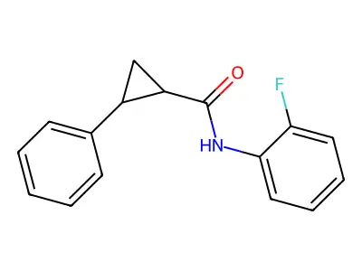 N-(2-fluorophenyl)-2-phenylcyclopropanecarboxamide structure