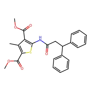 Dimethyl 5-(3,3-diphenylpropanoylamino)-3-methylthiophene-2,4-dicarboxylate structure