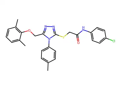 N-(4-chlorophenyl)-2-[[5-[(2,6-dimethylphenoxy)methyl]-4-(4-methylphenyl)-1,2,4-triazol-3-yl]sulfanyl]acetamide structure