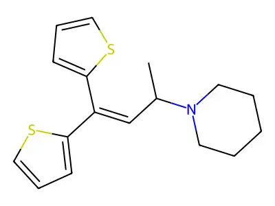 1-(1-Methyl-3,3-di-2-thienyl-2-propen-1-yl)piperidine structure