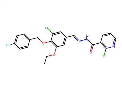 2-chloro-N-[[3-chloro-5-ethoxy-4-[(4-fluorophenyl)methoxy]phenyl]methylideneamino]pyridine-3-carboxamide structure