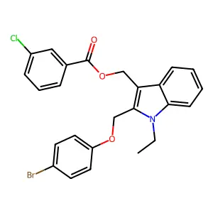 {2-[(4-Bromophenoxy)methyl]-1-ethyl-1H-indol-3-yl}methyl 3-chlorobenzoate structure