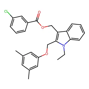 [2-[(3,5-Dimethylphenoxy)methyl]-1-ethylindol-3-yl]methyl 3-chlorobenzoate structure