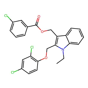 {2-[(2,4-Dichlorophenoxy)methyl]-1-ethyl-1H-indol-3-yl}methyl 3-chlorobenzoate structure