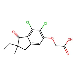 Acetic acid, 6,7-dichloro-2-ethyl-2-methyl-1-oxo-5-indanyloxy- structure