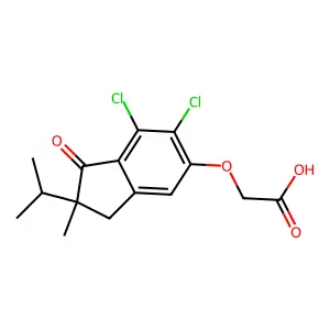 Acetic acid, 6,7-dichloro-2-isopropyl-2-methyl-1-oxo-5-indanyloxy- structure