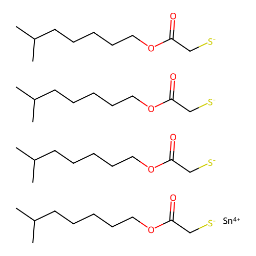 Tin(4+) 2-(isooctyloxy)-2-oxoethane-1-thiolate structure