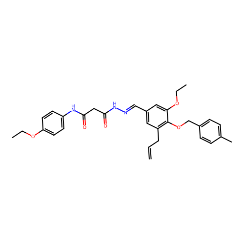 N'-[[3-ethoxy-4-[(4-methylphenyl)methoxy]-5-prop-2-enylphenyl]methylideneamino]-N-(4-ethoxyphenyl)propanediamide structure