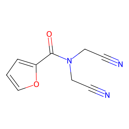 N,N-bis(cyanomethyl)furan-2-carboxamide structure