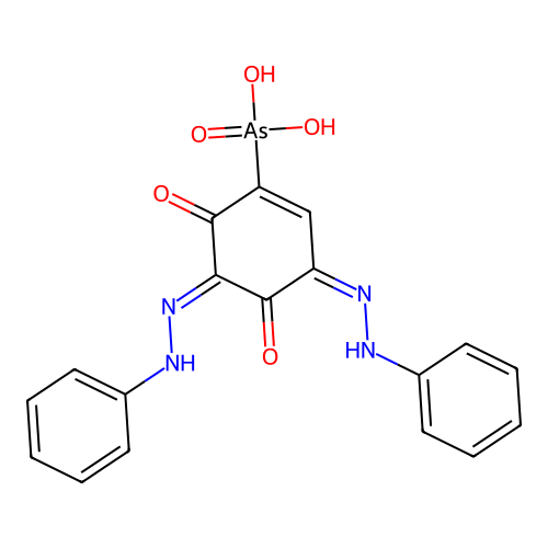 [4,6-Dioxo-3,5-bis(phenylhydrazinylidene)cyclohexen-1-yl]arsonic acid structure