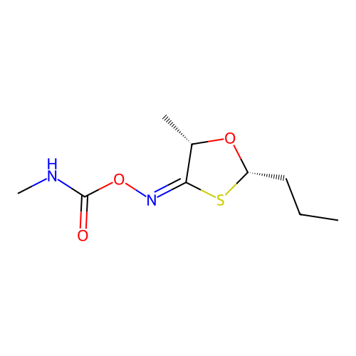 1,3-Oxathiolan-4-one, 5-methyl-2-propyl-, O-((methylamino)carbonyl)oxime, cis- structure