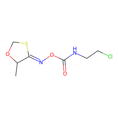 1,3-Oxathiolan-4-one, 5-methyl-, O-(((2-chloroethyl)amino)carbonyl)oxime, (Z)- structure