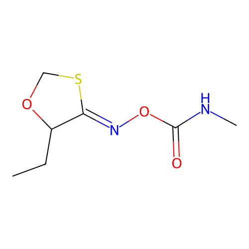 1,3-Oxathiolan-4-one, 5-ethyl-, O-((methylamino)carbonyl)oxime, syn- structure
