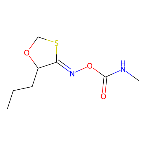 1,3-Oxathiolan-4-one, 5-propyl-, O-((methylamino)carbonyl)oxime, syn- structure