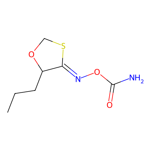 1,3-Oxathiolan-4-one, 5-propyl-, O-(aminocarbonyl)oxime, (Z)- structure