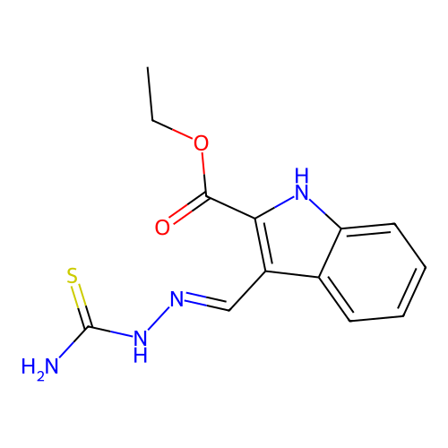 ethyl 3-[(carbamothioylhydrazinylidene)methyl]-1H-indole-2-carboxylate structure