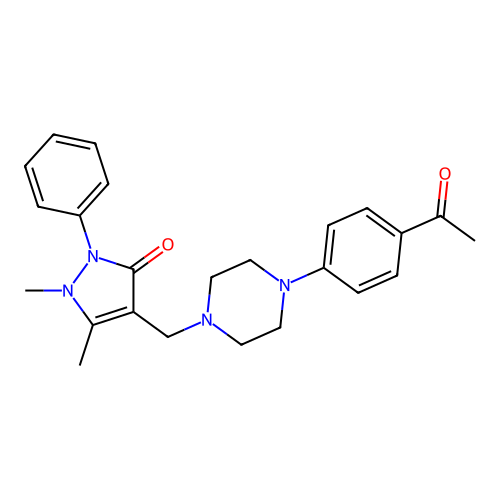 4-[[4-(4-acetylphenyl)piperazin-1-yl]methyl]-1,5-dimethyl-2-phenyl-pyrazol-3-one structure