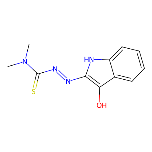 1H-indole-2,3-dione 2-(N,N-dimethylthiosemicarbazone) structure