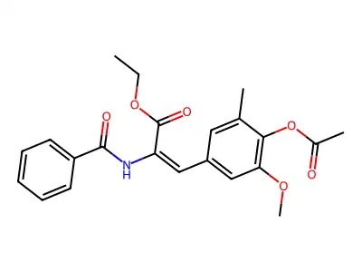 Ethyl 3-(4-acetyloxy-3-methoxy-5-methylphenyl)-2-benzamidoprop-2-enoate structure