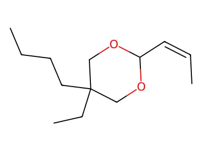 5-butyl-5-ethyl-2-[(Z)-prop-1-enyl]-1,3-dioxane structure