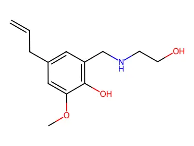 Phenol, 2-(((2-hydroxyethyl)amino)methyl)-6-methoxy-4-(2-propenyl)- structure