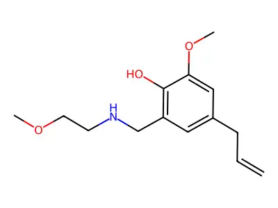 Phenol, 2-methoxy-6-(((2-methoxyethyl)amino)methyl)-4-(2-propenyl)- structure