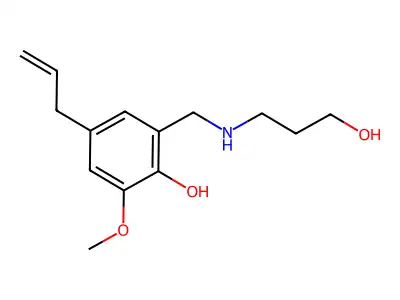 Phenol, 2-(((3-hydroxypropyl)amino)methyl)-6-methoxy-4-(2-propenyl)- structure