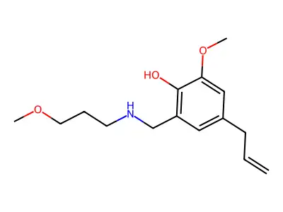 Phenol, 2-methoxy-6-(((3-methoxypropyl)amino)methyl)-4-(2-propenyl)- structure