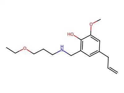 Phenol, 2-(((3-ethoxypropyl)amino)methyl)-6-methoxy-4-(2-propenyl)- structure